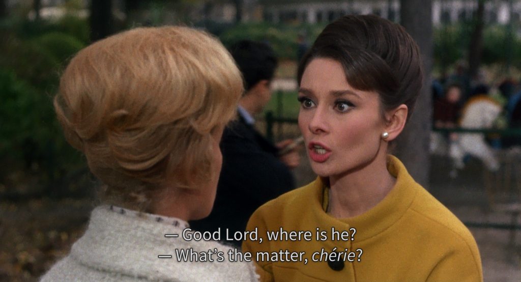 An example of subtitles in the 1963 film "Charade."